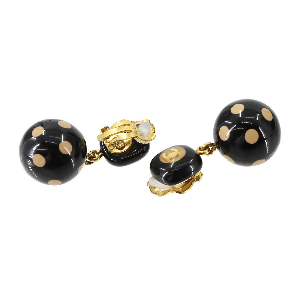 Good Condition CHANEL Dot Pattern Ball Swing Earr… - image 3