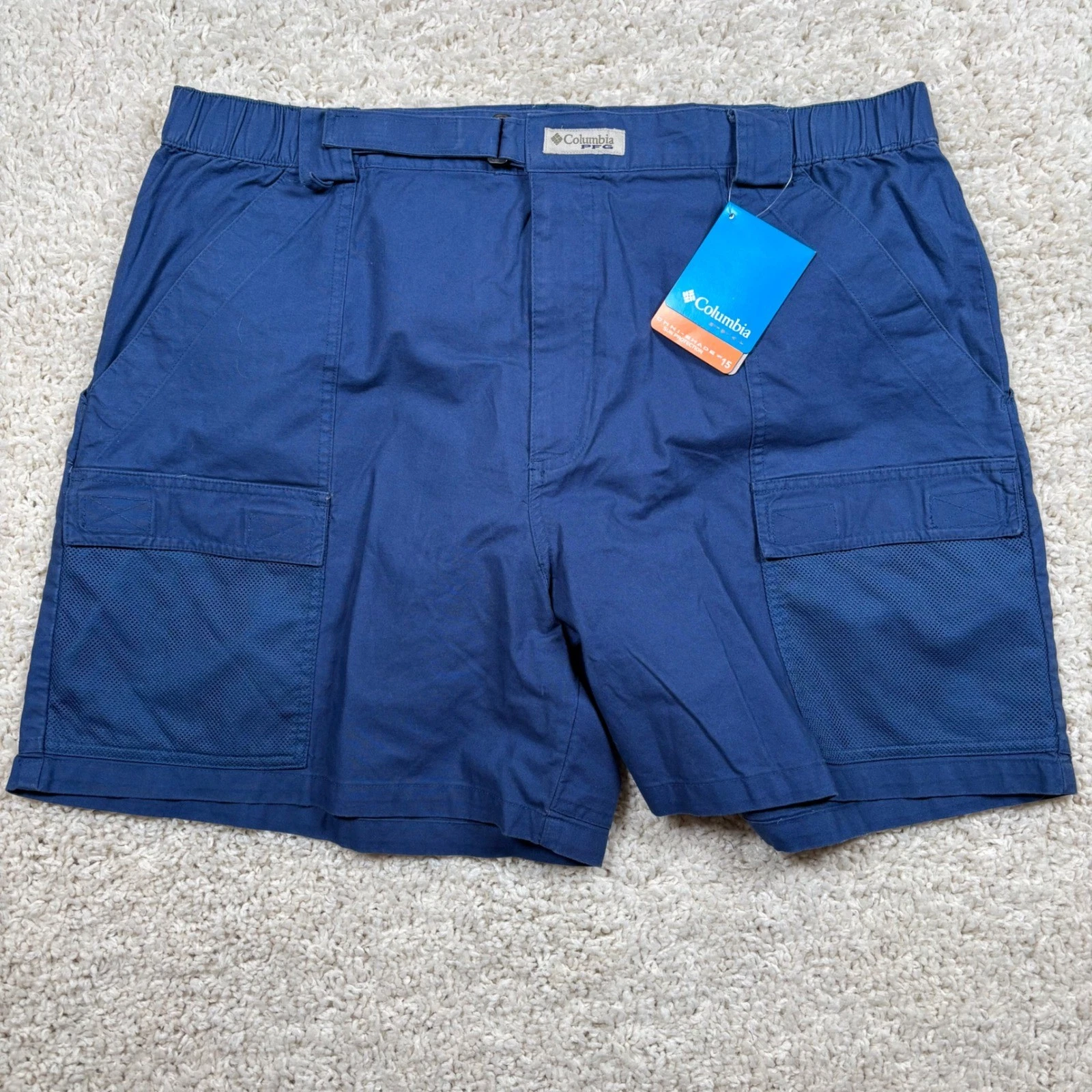 Columbia PFG Men's Blue Cargo Shorts Omni-Shade UPF 15 Size 1X