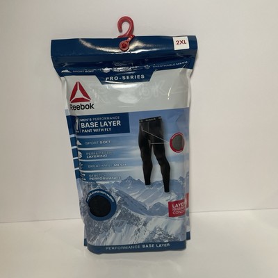 Reebok Base Layer Pant 2XL Mens with Fly Pro-Series Black Breathable Mesh (New)