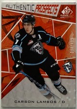 Carson Lambos Rookie 2021-22 Upper Deck SP Game Used CHL #68 Orange /499
