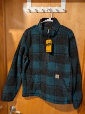 Carhartt Quarter Zip Pullover Sherpa OJ6443-M Men s Size Small. Teal Black NWT