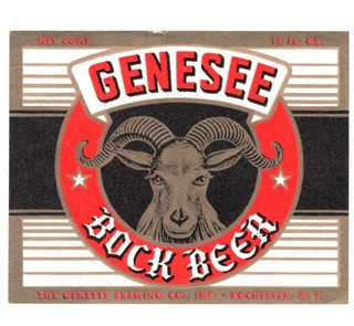 12 oz. Genesee Bock beer label non IRTP Rochester NY 1950s