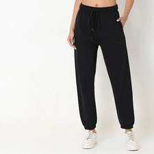 Zara black jogger pants feature a drawstring waist and elastic cuffs size S