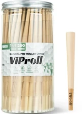 Pre Rolled Cones 1 1/4 Size 200 Pack, Natural Unbleached Cones Rolling Papers...