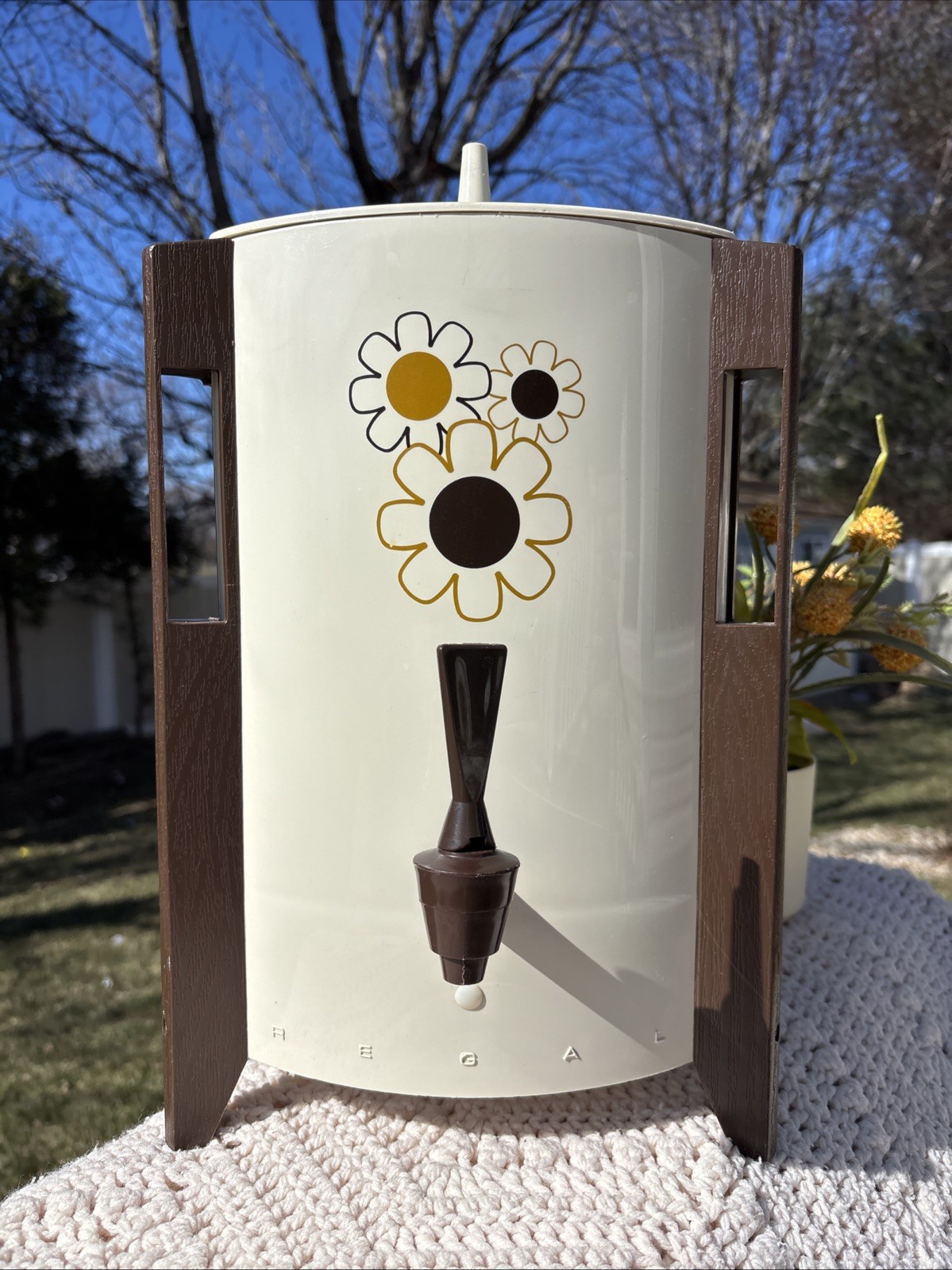 VTG Regal Poly Perk Beige Floral flower Automatic Coffee Percolator 10-30 Cup