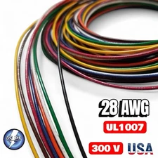 28 AWG Gauge Stranded Hook Up Wire Kit (5 ft) Ea 8 Color UL1007 300 Volt