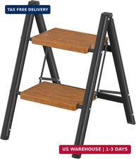 2 Step Ladder, Lightweight Folding Step with Wide Anti-Slip Pedal Feet, 330 lb