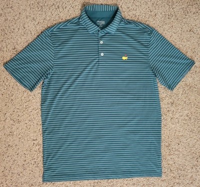 Masters Tech Golf Polo Shirt Men's Large Green Striped Augusta National Official