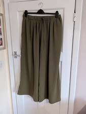 Cider Women’s Green Wide Leg Trousers with pockets  Khaki Green Size 1xl