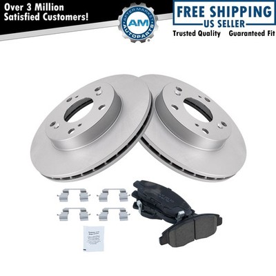 Front Premium Ceramic Brake Pad & Coated Rotor Kit w/Fluids for Civic
