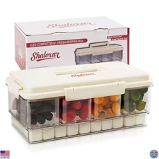 Chilled Portable Snackle Box, 4 Compartment Snack Containers with Lid & Ice Pack