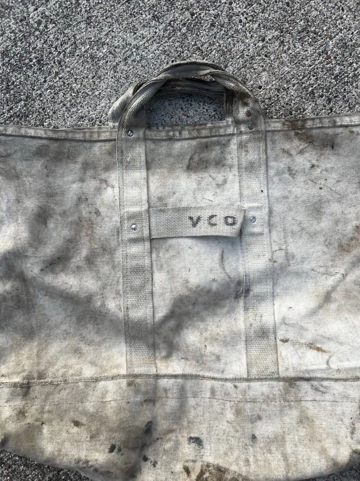 Bolsa de herramientas de trabajo/ingeniero de lona pesada de color crema años 60 Foto 4 de 4