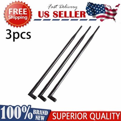 9dBi RP-SMA Dual-Band 2.4GHz & 5GHz WiFi Wireless Antenna Amplifier 3-Piece Pack