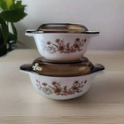 4 pc Vintage Pyrex Woodland Country Autumn Floral Casserole Dishes & Lids EUC