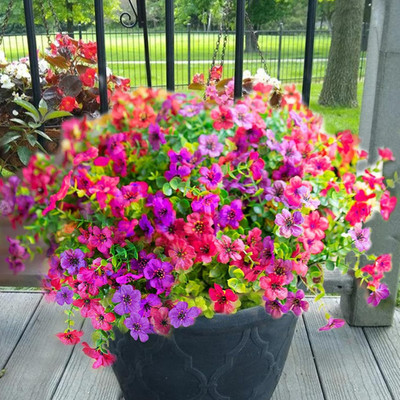 12 Bundles Artificial Flowers for Outdoors, UV Resistant Artificial Outdoor Flow