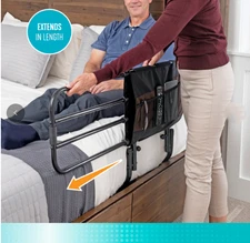 Stander EZ Adjust Bed Rail for Elderly Adults Adjusts Folds Down Organizer Pouch