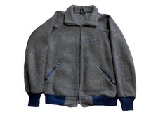 Vintage 80s Patagonia Grey Pile Fleece Zip Up Jacket USA Made Men’s M Rare Euc