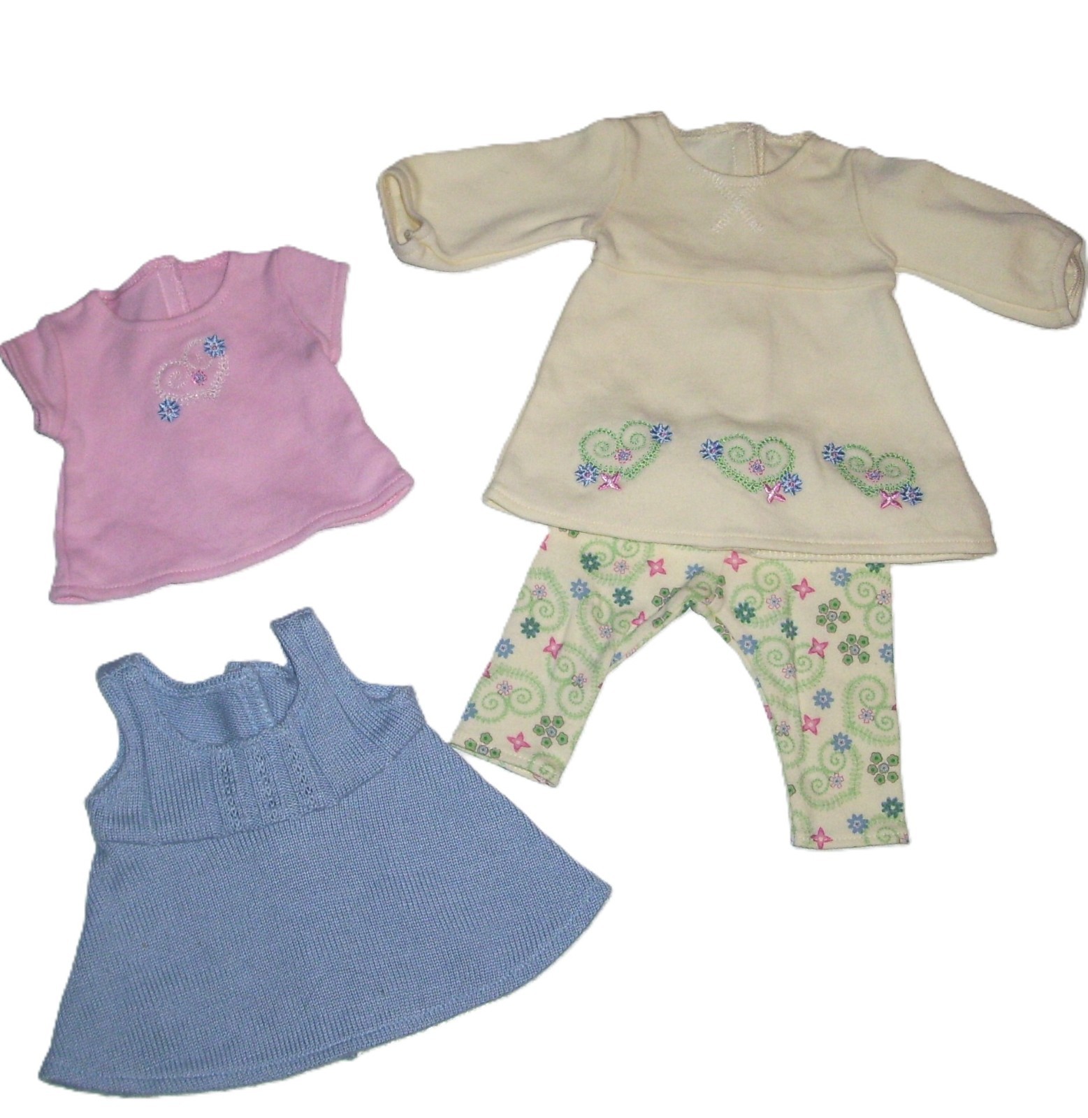 American Girl Bitty Baby Doll Clothes LOT Yellow Outfit Knit dress Pink Top