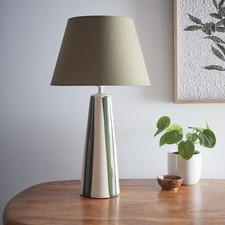 Painted Striped Ceramic Table Lamps with Matching shades, in 4 colourways