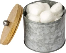 nu steel Confetti Bathroom Q-tip Holder & Jar in Galvanised Sheet and Wood 
