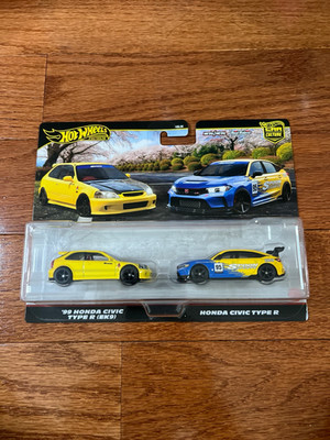 HOT WHEELS PREMIUM 99 HONDA CIVIC TYPE R EK9 + HONDA CIVIC TYPE R TWIN PACK