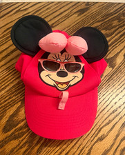 Disney Minnie Mouse Pink Baseball Cap Hat w/ Ears Bow Sunglasses One Size