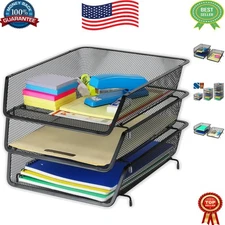 Versatile 3-Piece Desk File Tray Set - Sturdy Steel Design for Organization