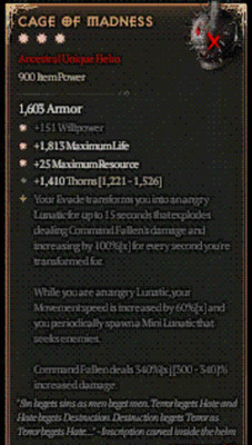    DIABLO 4 SEASON 13 Cage of Madness 3GA-Will+Life+Max resource