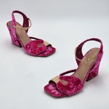Dries Van Noten Pink Velvet Sandal Heels Size...