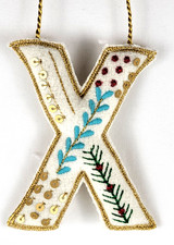 NEW Wondershop Embroidered Monogram Letter X Fabric Ornament 2024 Target W/Tag