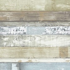 FH37555 Beachwood Prepasted Wallpaper, Green, Blue, Sage, Brown, Cedar, 56 Sq Ft