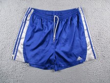Adidas Shorts Mens Large Blue Gray Vintage Satin Soccer Glanz Shiny