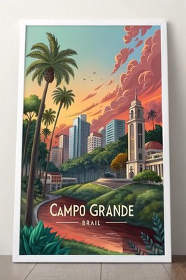 Lebendiges Campo Grande Brasilien Reiseposter - Urban Jungle Kunstdruck A1-A4 Poster
