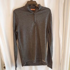Omni Wool Quarter Zip Long Sleeve Pullover Base Layer Shirt (Men's Medium) Gray