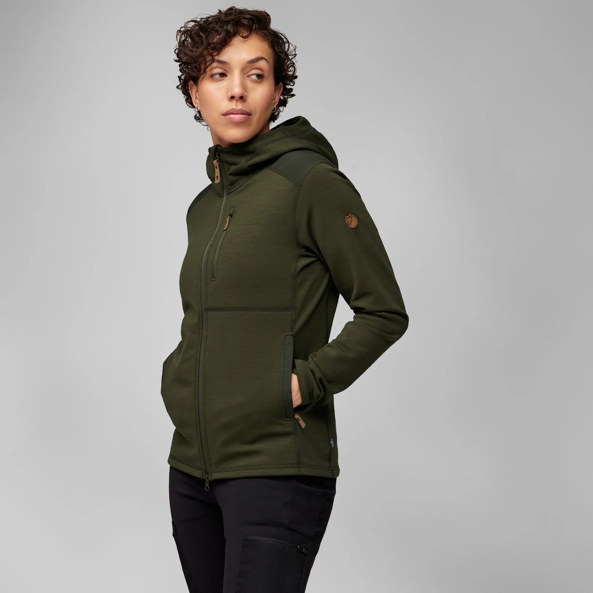 KBJ① Fjallraven Womens Keb Fleece Hoodie Medium Deep Forest Green 86990
