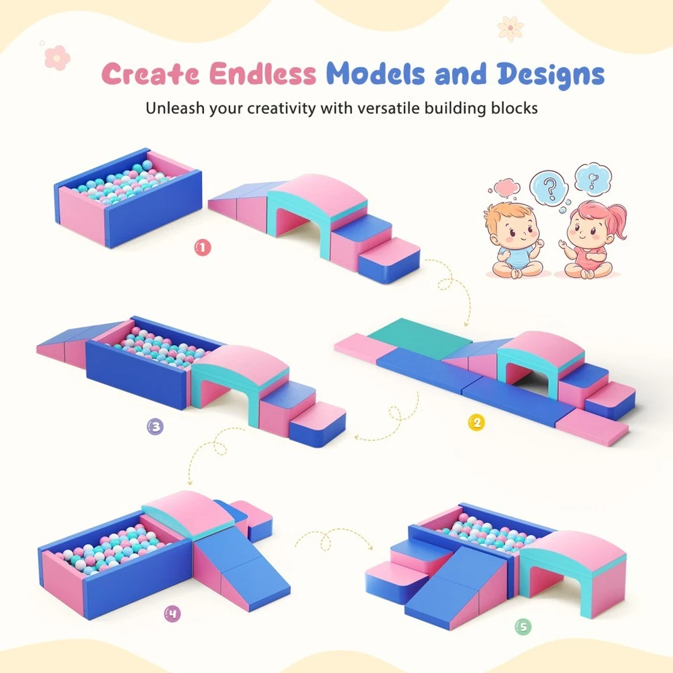 Soft Foam Climbing Blocks Set for Toddlers, Multicolored Building Toys - Image 3 of 4