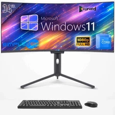 PC All In One Core I5 12Th 34" Win11 8GB 240GB Curved FHD Gaming Graphics