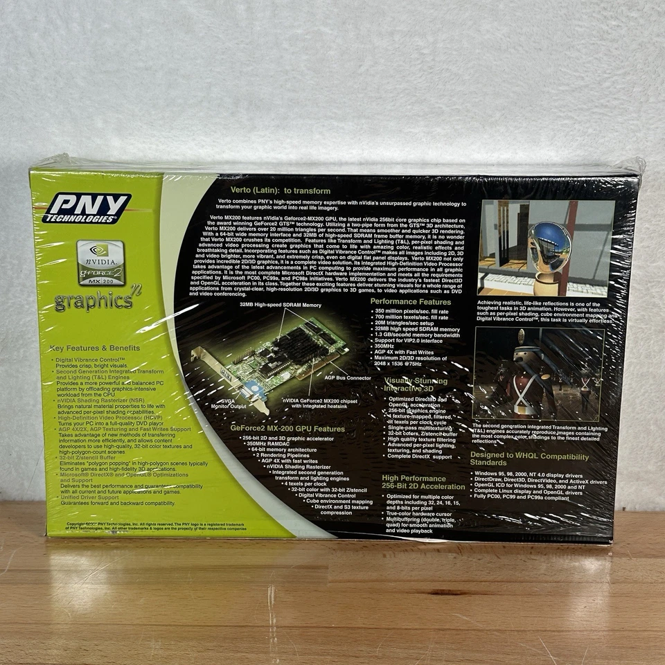 Nvidia PNY Verto e-GeForce2 MX-200 PCI32MB Video Card - NEW SEALED - Image 4 of 4