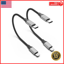 USB C to Lightning Cable 1Ft, 2Pack Short Iphone Charger Cord Mfi Certified Brai