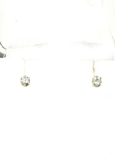 14K Yellow Gold Natural Diamond Solitaire Stud Earrings Approx 2.4mm .10tcw READ