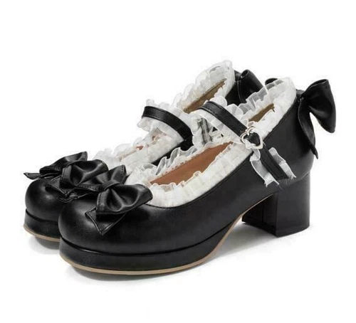 Womens Lolita Mary Janes Princess Mori Girl Sweet Bowknot Kawaii Tea Party Shoes - Picture 15 of 15