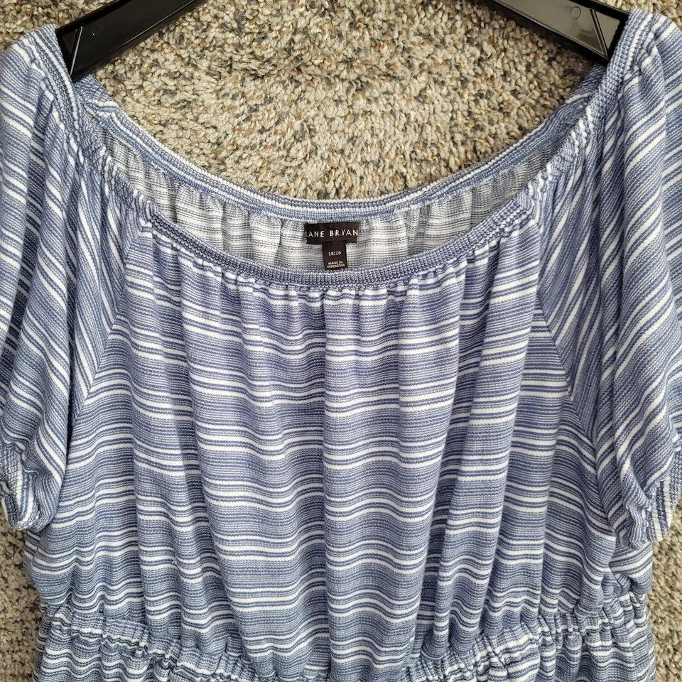 Top Lane Bryant para mujer Plus 18/20 azul fuera del hombro a rayas cintura corbata informal Foto 4 de 4
