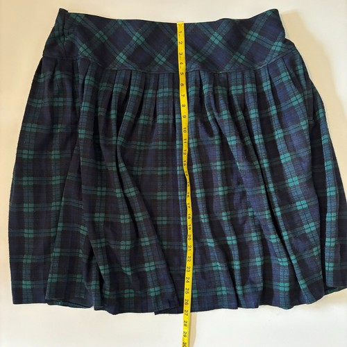 Vintage Plus Size Wool Plaid Skirt 36/22W Navy Green Academia Pleated Midi - Picture 9 of 10