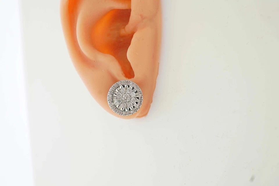 Joyería de descuento aretes de diamantes de oro blanco de 10 k 0,80 TCW Foto 2 de 4