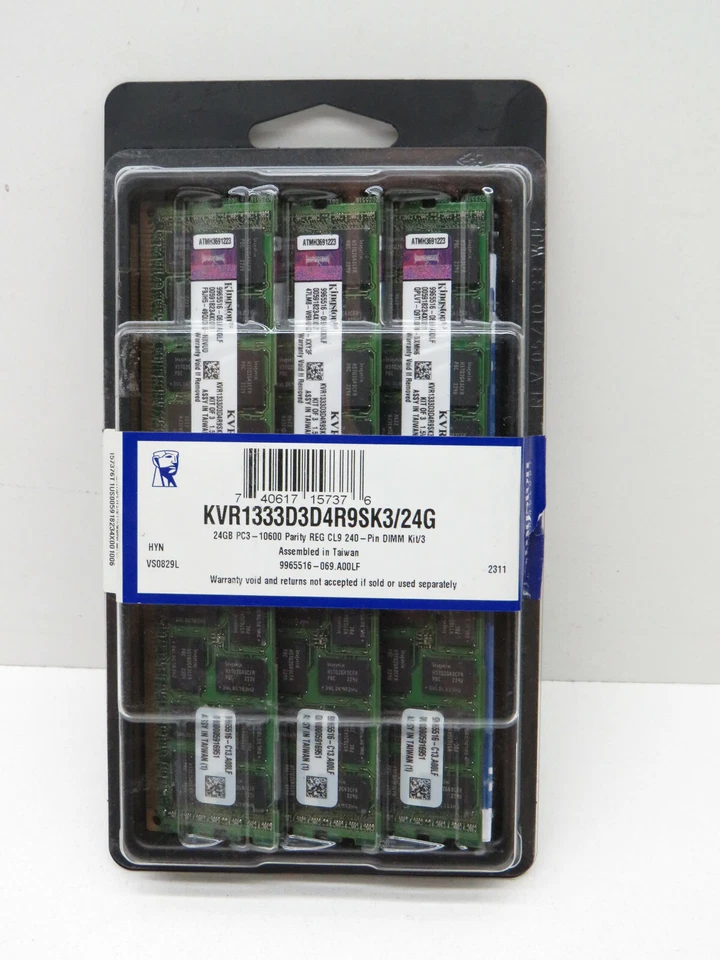 (3-Pack) Kingston KVR1333D3D4R9S/24G DIMM PC3-10600 8GB Server Memory 24GB - Image 4 of 4