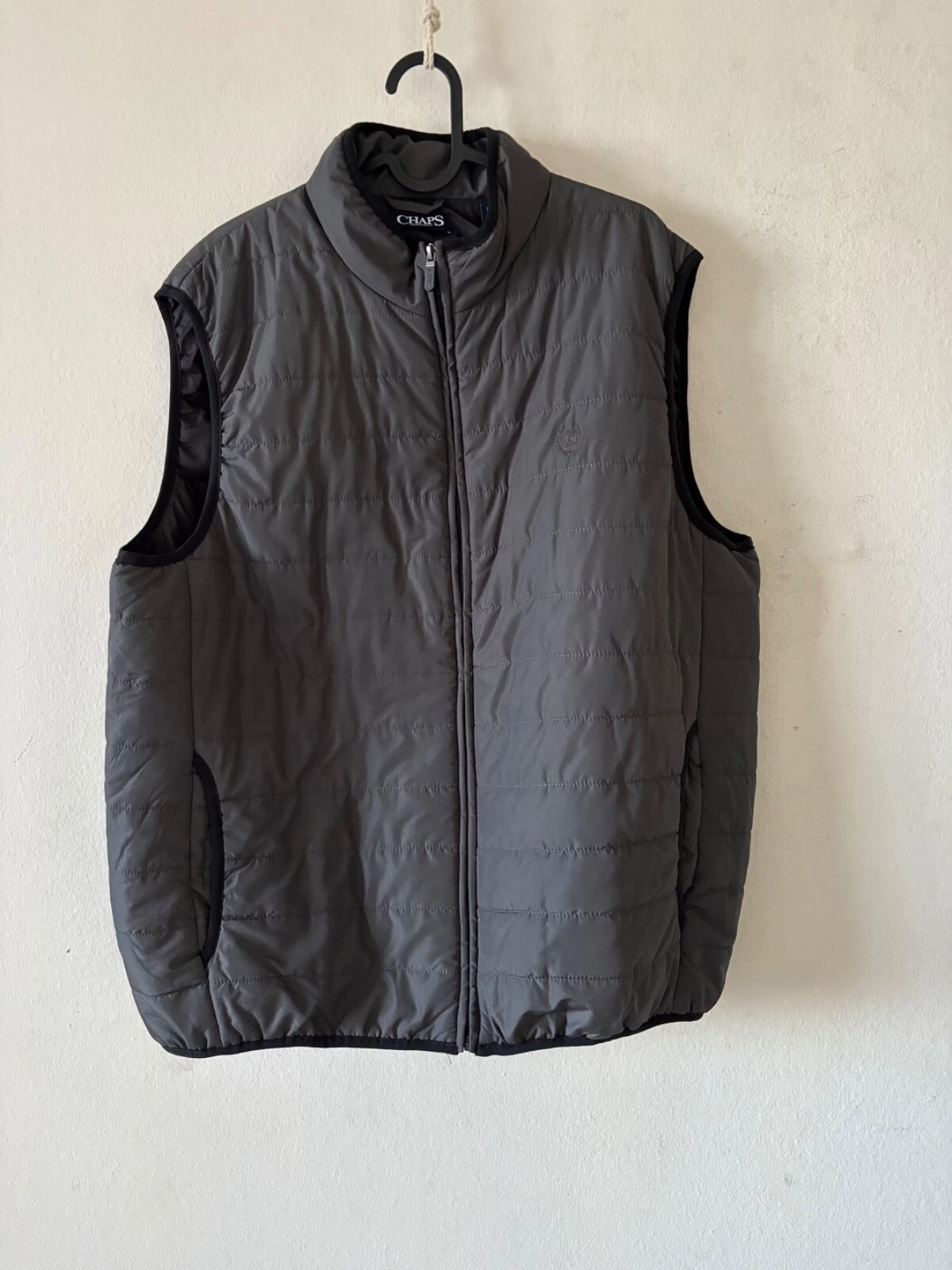 Chaps Quilted Lightweight Packable Vest Men's Dark Grey XL NWOT