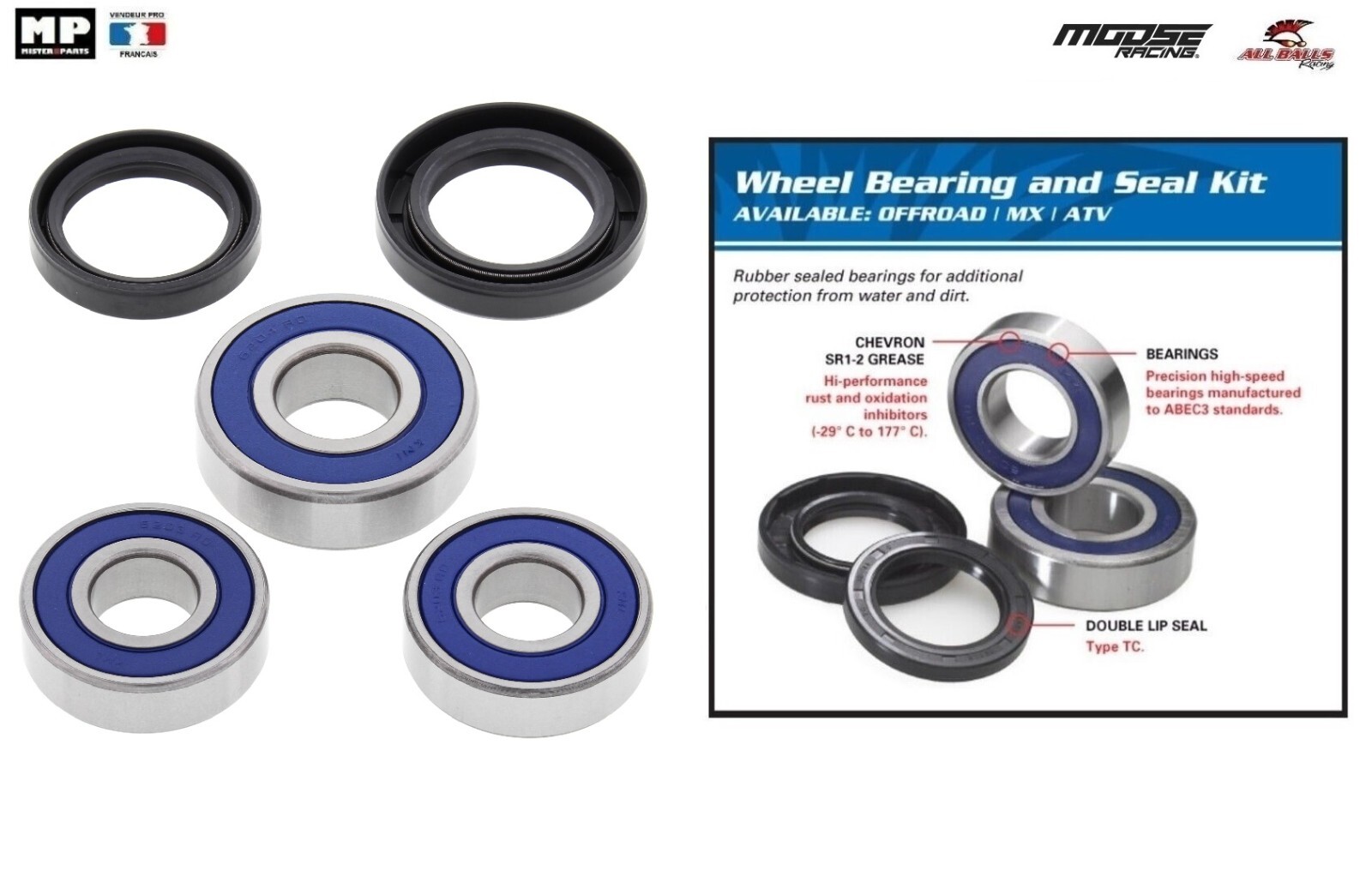 Kit Roulement Roue Arrière 25-1650 pour Rénover le Train Arrière BMW F650 1998