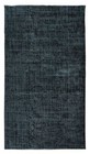 5.4x9.4 Ft Turkish Wool Rug Over-Dyed in Solid Black, Handknotted Vintage Carpet