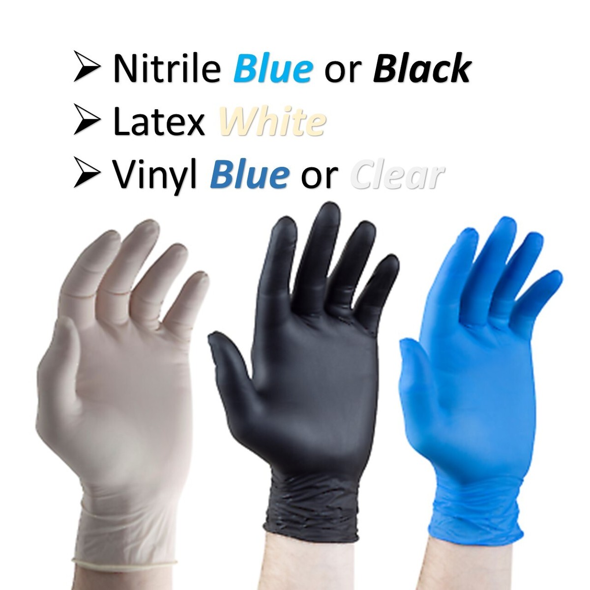 Disposable Nitrile Latex Rubber Powder Free Gloves White Blue