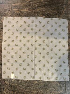 Light Grey Floral Sheer 100% Polyester Western Scarf 19 in Bandana Made in Italy